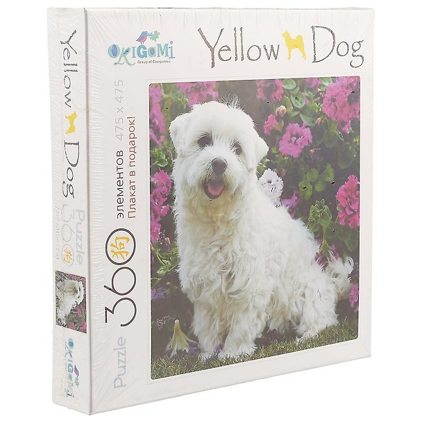 Пазл Оригами, Yellow dog Собаки. Собачка и цветы 360эл., (470х470)+плакат 03468 2611265 — 1
