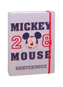 Скетчбук А5 80+50л "Микки Маус" 100г/м2, тв. обложка, закр. евроспираль, на резинке