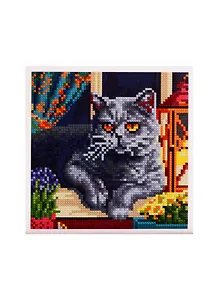 Набор для творчества, Рыжий Кот, Алмазная мозаика Британский котик на окне, 20х20 c подр., с полн. заполн. (класс.),25цв.