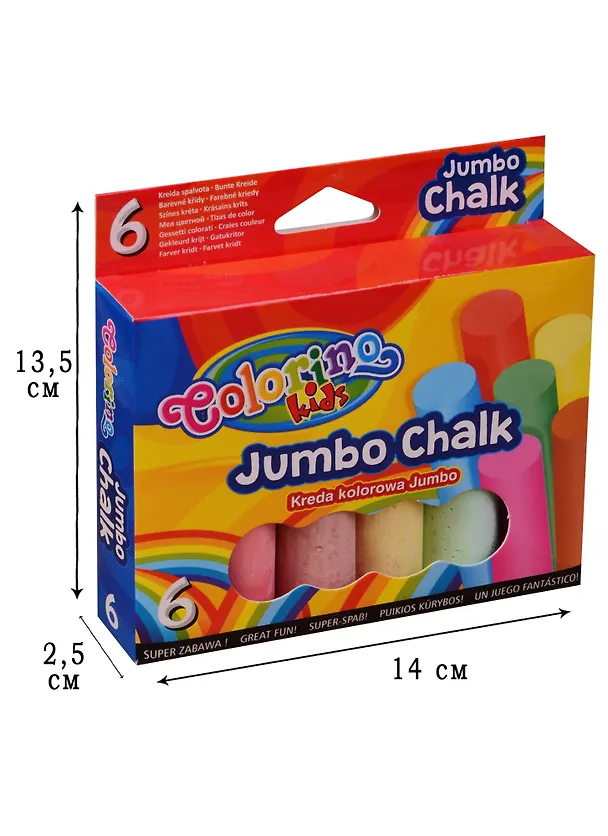 Мелки цветные 06цв JUMBO, к/к, подвес, Colorino 241900 — 2