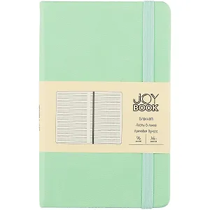 Записная книжка А6 96л лин. "Joy Book. Снежная мята" иск.кожа, тв.переплет, ляссе, резинка, инд.уп.