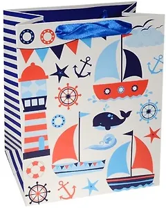 Пакет подарочный бумажный "Морской", А5