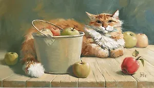 Открытка 10*15 Коты М.Павловой Яблочный хозяин Арт.7088