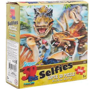 Пазл 100 Super 3D Kids Динозавры селфи (31х23) (5+) (13604) (коробка)