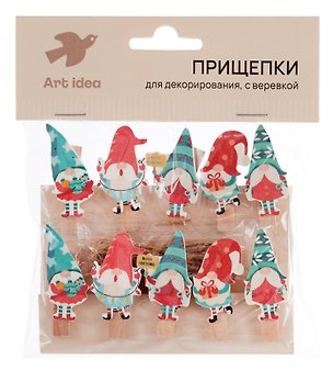Прищепки декоративные с веревкой Гномики 10шт (ПР-НГ-1) 3166433