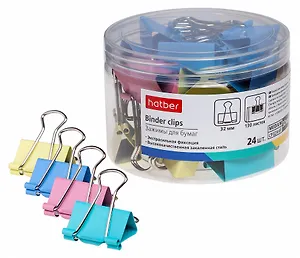 Зажимы для бумаг 32мм 12шт цветные, пласт/уп, Berlingo