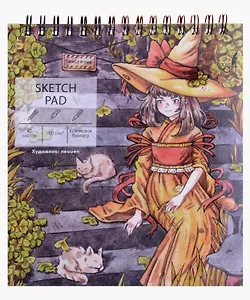 Скетчбук 145*160 40л "Чары осени (Эксклюзив)" кремовый офсет, 100г/м2, мел.картон, выб.лак, евроспираль