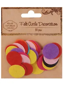 Фетровые кружочки, микс, 2,4 см, 30 штук