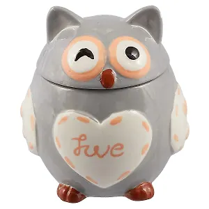 Баночка Сова разноцветная с сердечком (керамика) (11х10,5) (12-07919-G001-1)