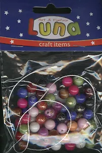 Набор для творчества LUNA Бусины разноцветные с нитью 8мм 18гр