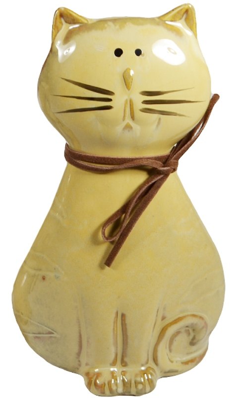Керамическая глянцевая фигурка Кот со шнурком (16см) 2494807 — 1
