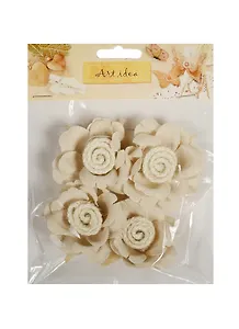 Букетик Льняные розы с холщевой серединой (4шт) (11-00399-SC-220)