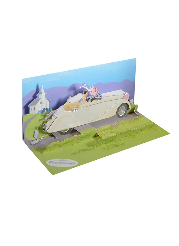 3D открытка Свадебный автомобиль (Wedding Car) (панорама) (A044) (24,5х13) 2422737 — 1