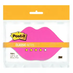 Блокнот фигурный POST-IT ГУБКИ розовый 122х70 мм 75 л. в блистере 7500M 311874