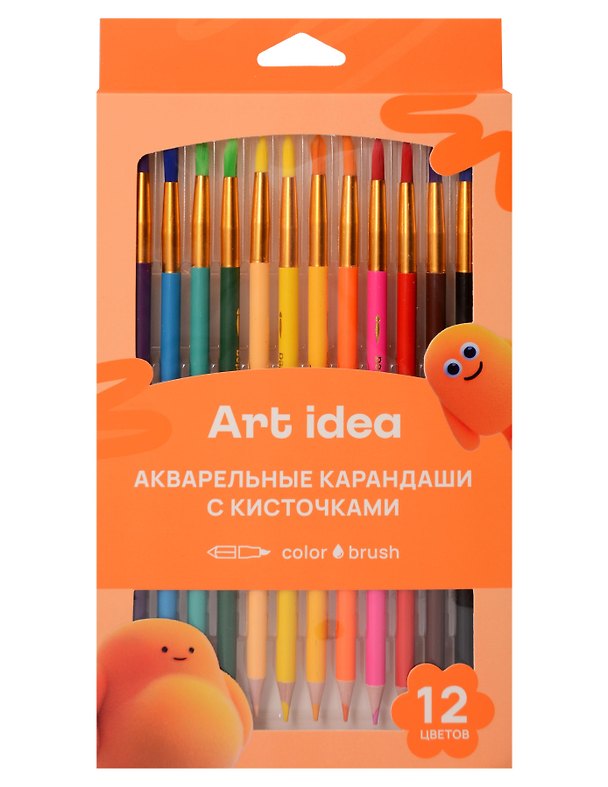 Карандаши цветные акварельные с кистью «Color&brush», Art idea, 12 цветов 3143855 — 1