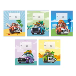 Тетрадь в клетку Listoff, "Путешествие на машине", 12 листов, в ассортименте 2885272