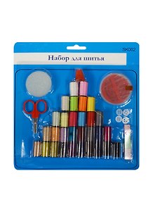 Набор швейный (SK002) (7700180) (нитки/30цв.+игольница+ножницы+пуговицы/4шт+иглы/10шт+лента/1шт+наперсток) (блистер) (Бэстекс СПб)