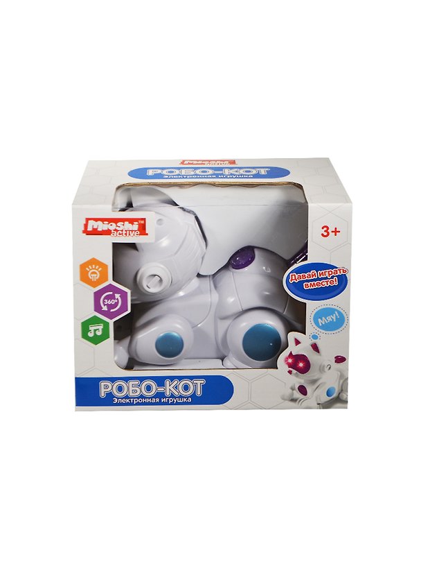 Игрушка Робо-кот (MAC0303-008) (20см) (многофункц./свет/звук/на бат.) (Mioshi active) (сине-белый) (3+) (упаковка) 2454822 — 1