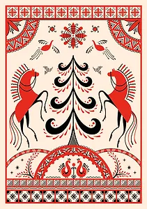 Блокнот Жили-были. Мезенская роспись «Кони» (формат А5, 144 стр., блинтовое тиснение, тонированный блок)