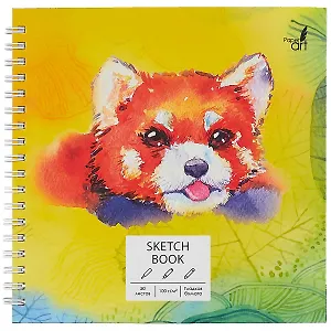 Скетчбук 165*165 50л "Красная панда (акварель)" белый офсет, 100г/м2., тв.обложка, евроспираль