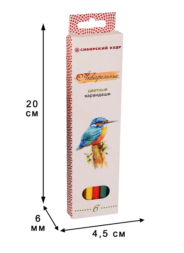 Карандаши цветные СКФ, "Сибирский Кедр", акварельные 6 цветов 215065 — 3