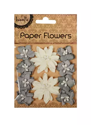 Набор для творчества Цветы с бусинами Paper Flower 2больш.+ 8маленьк.,серые и белые — 2542100 — 1