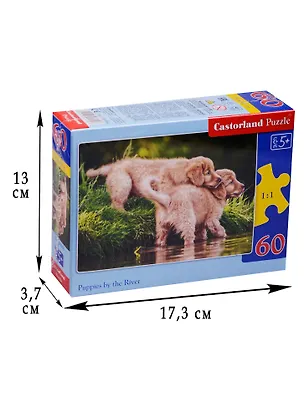 Пазл 60 midi Щенки на реке (32х23) (B-06946) (Castorland Puzzle) (5+) 2576769