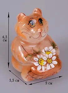 Кот с корзинкой цветов селенит (7 см) (1462655)
