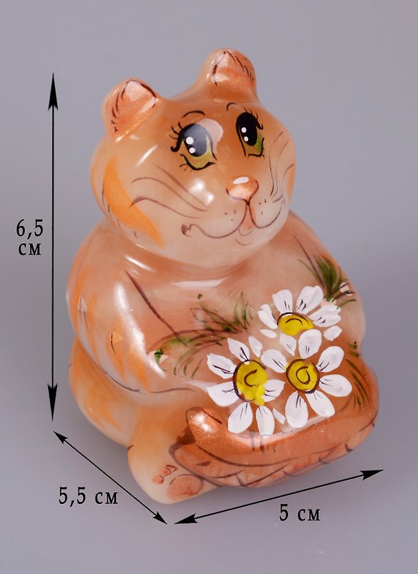 Кот с корзинкой цветов селенит (7 см) (1462655) 2575725 — 1