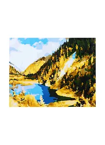 Холст с красками 17х22см по номерам (в коробке), (14цв) Озеро в горах ХК-4002