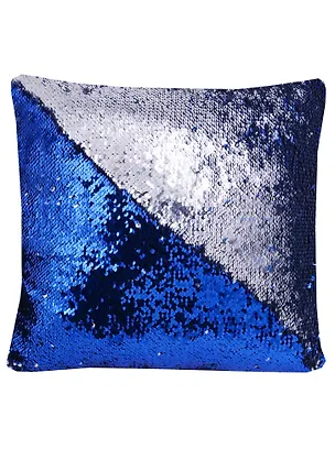 Подушка с пайетками темно-синяя с серебром (3818) (37х37) 2626123