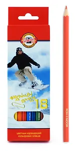 Карандаши цветные 18цв "Спорт" к/к, подвес, Koh-I-Noor