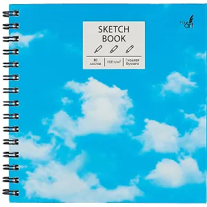 Скетчбук 195*195 80л "В облаках" белый офсет, 100г/м2, тв.обложка, широкая евроспираль