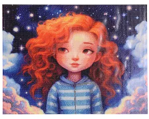 Алмазная мозаика (классическая) с подрамником, с полным заполнением "Девочка в мире снов", 40 х 50 см