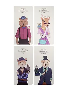 Записная книжка А6+ 24л кл. 90*170мм "Animal's style" карт.обл., сшивка, ассорти, Languo