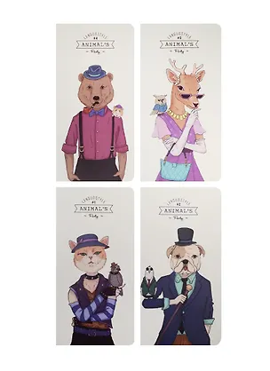 Записная книжка А6+ 24л кл. 90*170мм "Animal's style" карт.обл., сшивка, ассорти, Languo 239996