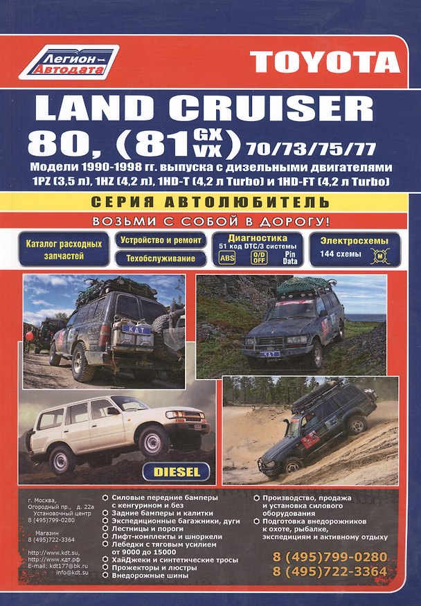 Книга Toyota Land Cruiser 80 1990-98 вып. с диз. двиг. (ч/б) (мАвтолюбитель) (Легион-Автодата) () — 1