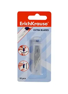 Лезвия сменные 10шт для канцелярского скальпеля, нерж.сталь, блистер, ERICH KRAUSE