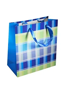 Пакет подарочный бумажный А4 28*28*10 "Клетка", ассорти, мат. ламинат, Хансибэг