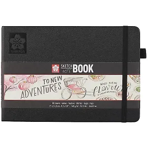 Скетчбук 21*15 80л 140г/м2 черн.тв.обл., резинка