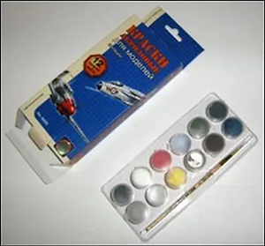 АКВА-КОЛОР Краски 12цв. 48мл. мат.  д/росписи моделей "Авиация"с кистью 90002