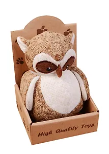 Сувенир, Сова вязаная темно-коричневая в крафт коробке (12-01570-Owl)