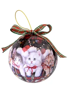 Елочный шар НГ Зимние котики (пластик) (7,5 см) (ПВХ Бокс)