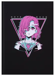 Книга для записей А5 96л кл. "Аниме Девушка" 7БЦ, мат.лам, тиснение фольгой