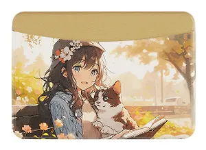 Чехол для карточек горизонтальный Аниме Девушка с кошкой (ДКГ2023-137)