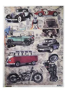Рисовая бумага для декупажа Craft Premier Ретро авто (CP05658) (А3) (25г/м) (упаковка)
