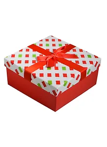 Коробка подарочная "Квадраты с красным" 20*20*10см, декор. бант, квадраты, красный, картон, Хансибэг