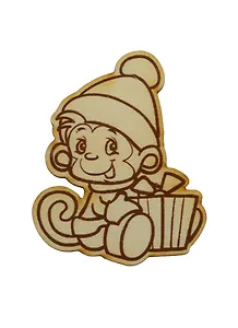 Фигурка Обезьянка-10 с запечатанным контуром (151871-К) (93х74мм) (игрушка из дерева) (упаковка)