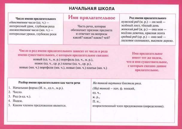 Книга Начальная школа. Имя прилагательное. (Двухсторонняя карточка, ламинат) () — 1