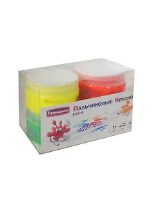 Краски, Развивашки , 4 цвета, 90гр, для рисования пальцами, неоновые, в прозрачной коробке